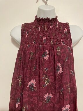 Style & Co. Burgundy Floral Sleeveless Midi Dress